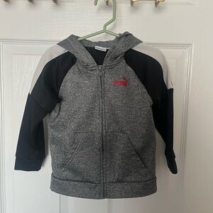 Puma Kids Gray and Black Zip-Up Hoodie